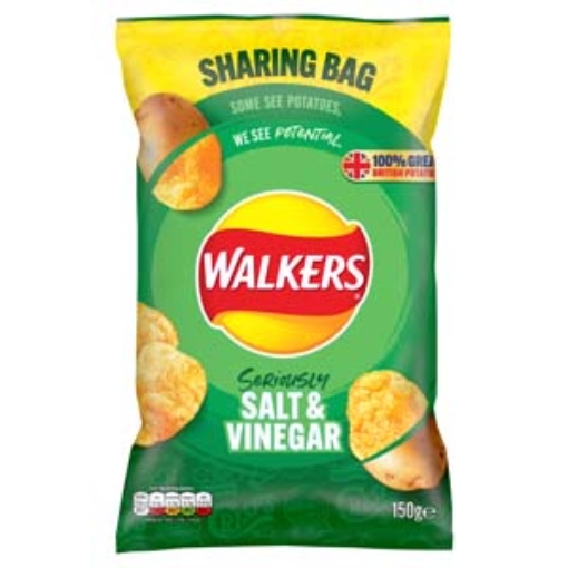 Picture of Walkers Lge Salt & Vinegar Crisps 150g x6