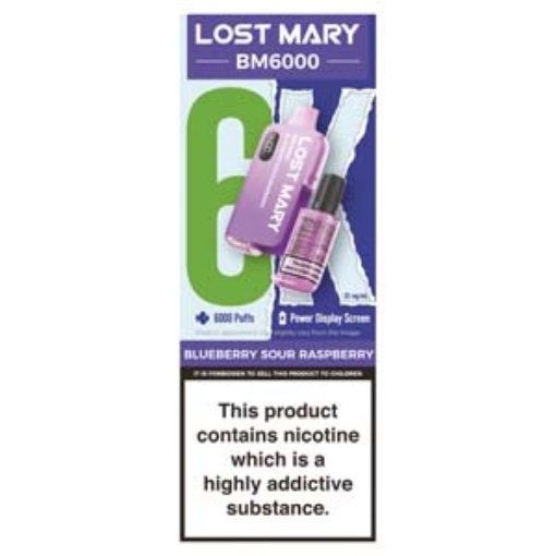Picture of Lost Mary BM6000 Blue Sour Rasp 20mg x5
